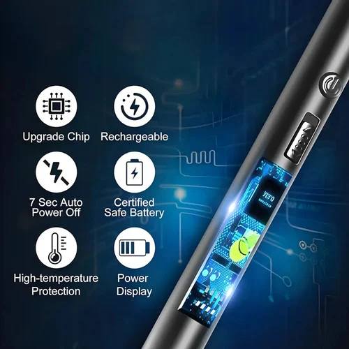 USB Rechargeable Flameless Arc Lighter Flexible and Windproof for Candles, Hiking, Camping, Kitchen, Fireplaces