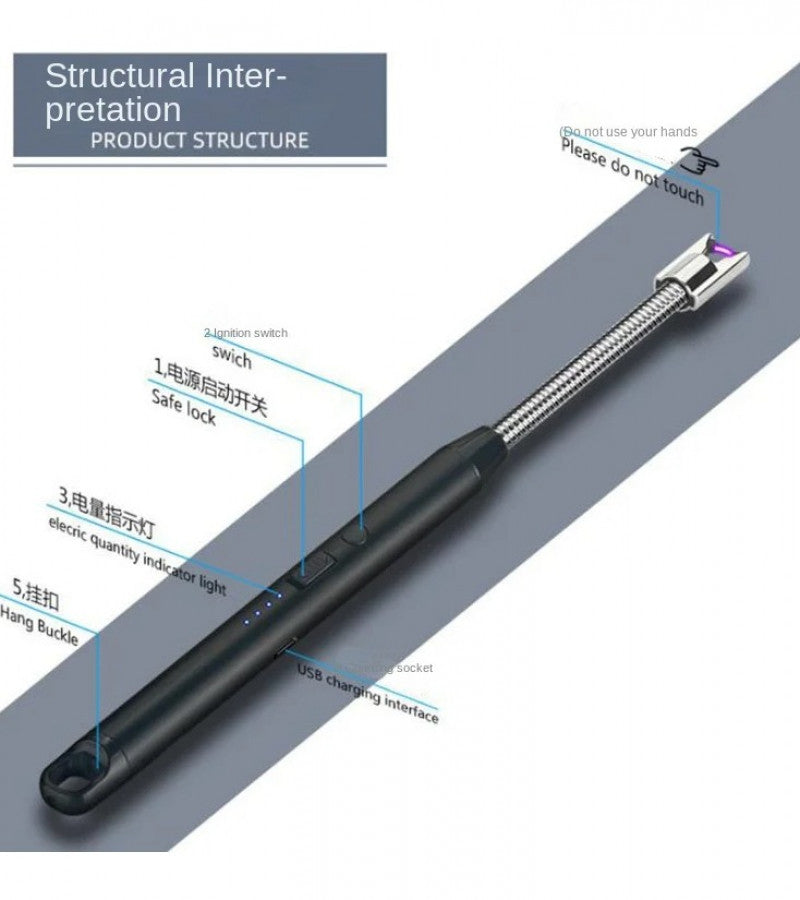 USB Rechargeable Flameless Arc Lighter Flexible and Windproof for Candles, Hiking, Camping, Kitchen, Fireplaces
